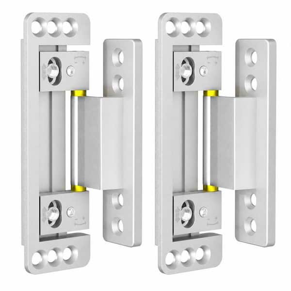 2 Pack Silver Hidden Door Hinges Ultra, Thin Hidden Hinge for Secret Door Invisible Hinges Silent Hidden Door Hinge