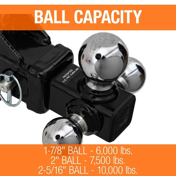 Buyers Products Company 1-7/8 in., 2 in., 2-5/16 in. Chrome Towing Balls Adjustable Tri-Ball Hitch