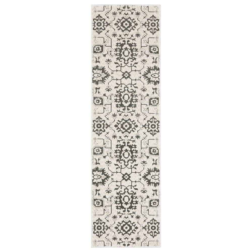 AVERLEY HOME Imperial Ivory/Gray 2 ft. x 8 ft. Borderless Oriental ...