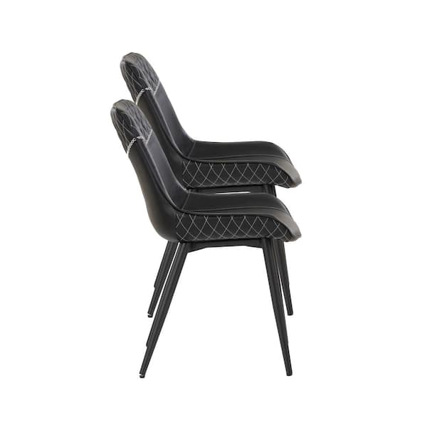 Owen Black Faux Leather Dining Side Chair Set of 2