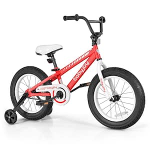 17.5 in. Kids Bike Bicycle with Training Wheels for 5-Year-8-Years Old Boys Girls Red