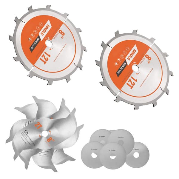 Dado Blade Set, 8 in. Diameter, Stacking Dado Blades with Chippers and Shims for Cutting Plywood, 12 Sharp Alloy Teeth