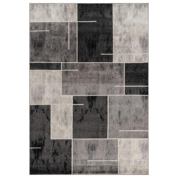 Modern Linear Area Rug for Living Room, Bedroom, or Entryway 5 ft. x 7 ft. Cream