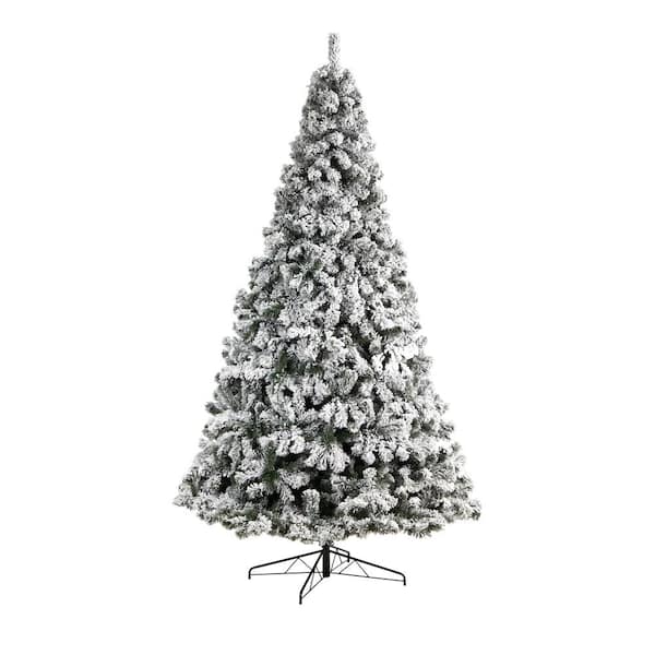 Nearly Natural 10 ft. Flocked West Virginia Fir Artificial Christmas Tree  with 800 Clear LED Lights and 1680 Tips T3381 - The Home Depot
