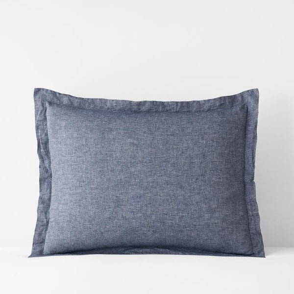 The Company Store Legends Hotel Relaxed Chambray Blue Linen King Sham