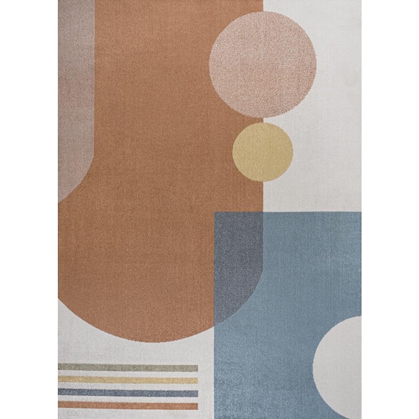 Slinger Modern Kids & Novelty Collage Machine-Washable Cream/Multi 4 ft. x 6 ft. Area Rug