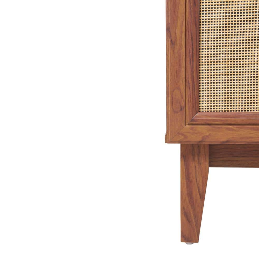 Javer 36" Walnut Rattan Modern Farmhouse Bathroom Vanity Cabinet