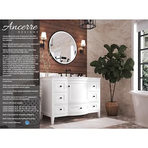Lauren 48 in. W x 22 in. D x 34.2 in. H Single Sink Bath Vanity in White with Black Hardware with Carrara Marble Top