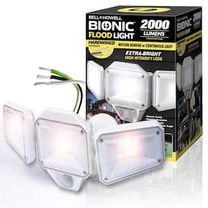 20-Watt Equivalence 2000 Lumens White Motion Sensor Integrated LED Hardwired Bionic Flood Light