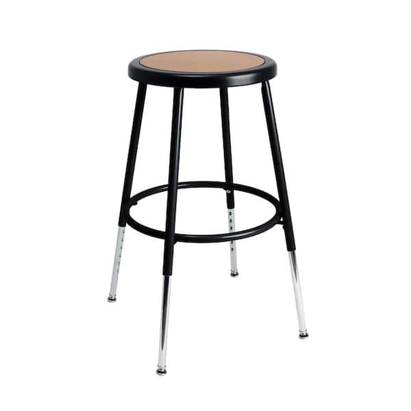HAMPDEN FURNISHINGS Felix Collection Height Adjustable 19 in. to 27 in. Stool, Black Metal Frame, Masonite Seat Pan, Assembly Ready
