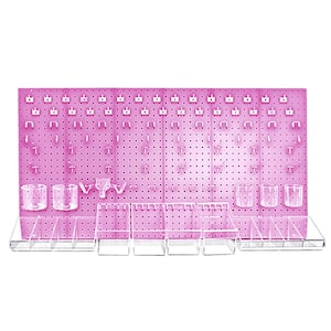 24 in. H x 48 in. W Pink Pegboard Wall Organizer Kit with Hooks and Bins for Garage Tools (125-Piece)