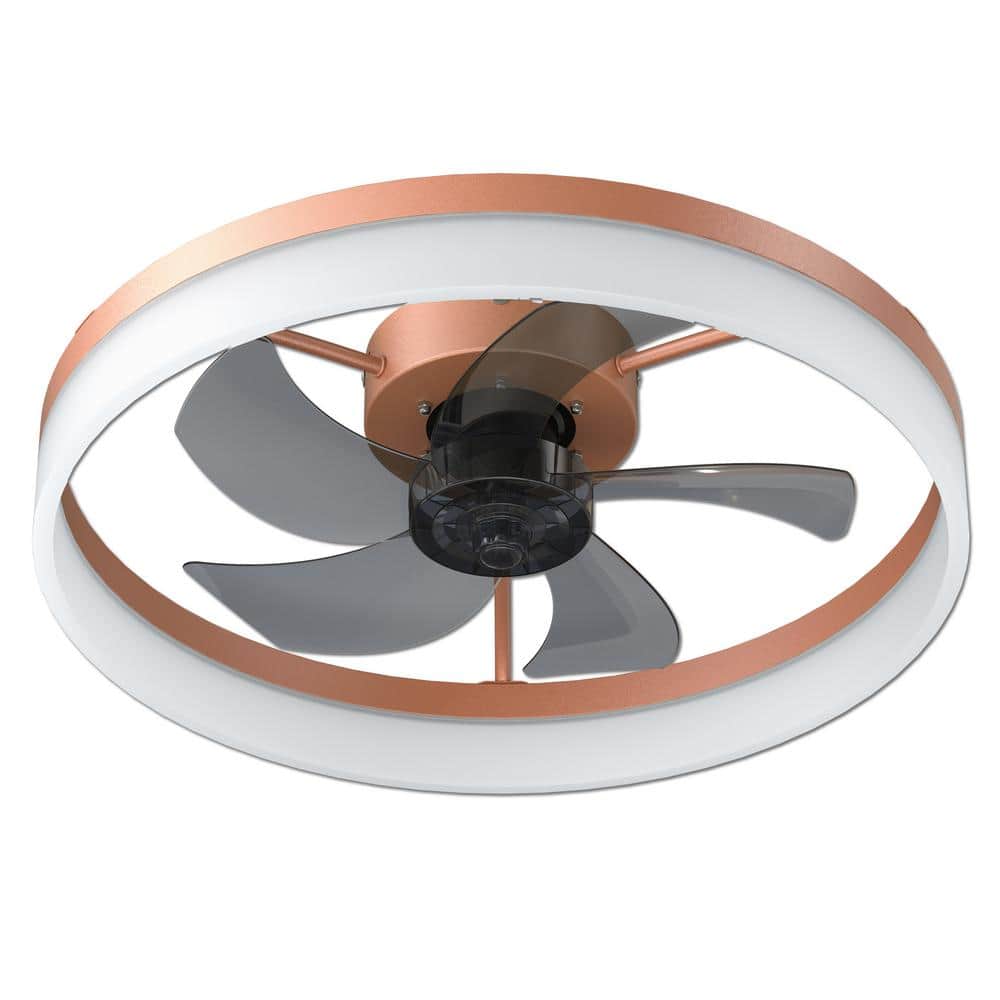 19.7 in. Integrated LED Indoor Rose Gold Ceiling Fan with Remote Control, A