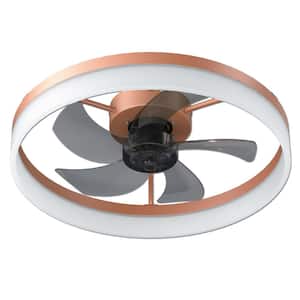 19.7 in. Integrated LED Indoor Rose Gold Ceiling Fan with Remote Control, Adjustable 3-Color Temperature