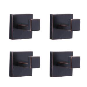 4-Pieces Wall-Mounted J-Hook Stainless Steel Bathroom Robe/Towel Hook in Oil Rubbed Bronze