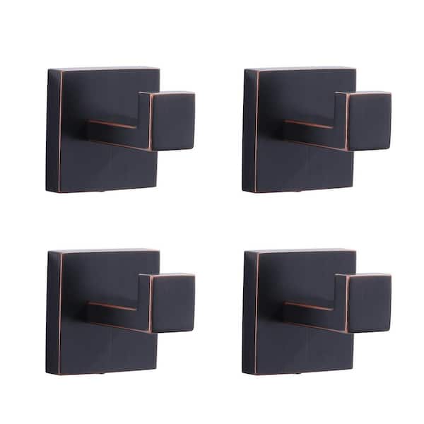 ARCORA 4-Pieces Wall-Mounted J-Hook Stainless Steel Bathroom Robe/Towel Hook in Oil Rubbed Bronze