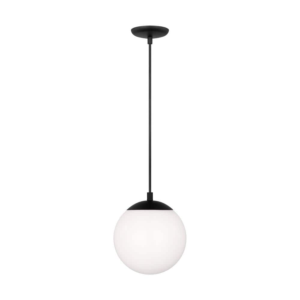 Leo Hanging Globe 8 in. 1-Light Midnight Black Pendant Light with Smooth White Glass Shade and LED Light Bulb price history on PriceWatchPro