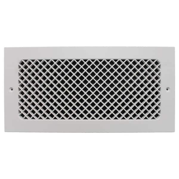 SMI Ventilation Products Essex Base Board 14 in. x 6 in. Opening, 8 in. x 16 in. Overall Size, Polymer Resin Decorative Return Air Grille, White
