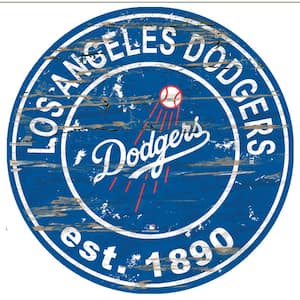 MLB Las Angeles Dodgers 24 in. Distresed Wooden Wall Art Circle Sign