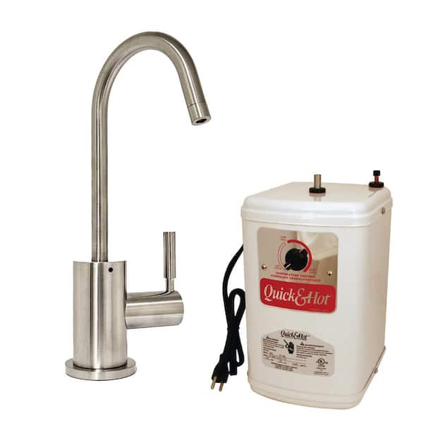 Westbrass 9.5 in. Contemporary 1-Lever Handle Hot Water Dispenser Faucet with Instant Heating Tank, Satin Nickel