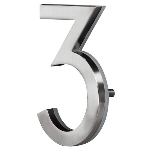 KLASSEN BRONZE LIMITED 5 in. Satin Nickel LED Backlit House Number 3