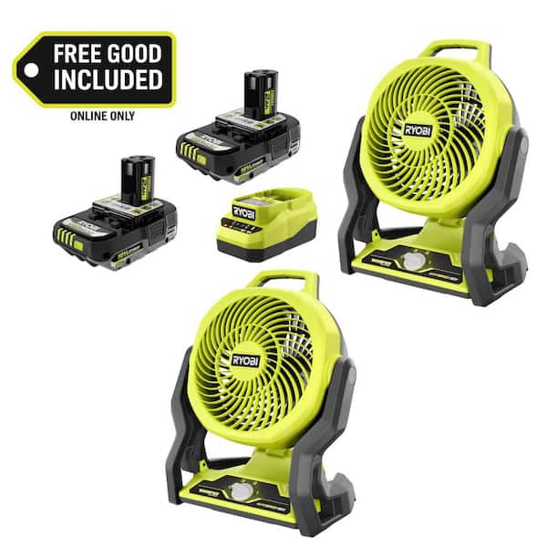 ONE+ 18V Cordless Hybrid 7.5 in. Fan Kit w/ (2) 2Ah Batteries, Charger, w/ FREE ONE+ 18V Cordless Hybrid 7-1/2 in. Fan