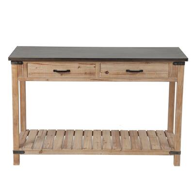 30.91 in. Medium Wood 2-Drawer Console Table