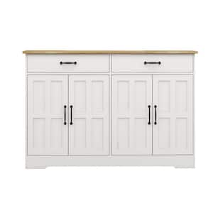 47.95inx15.35inx32.09in MDF Ready to Assemble Kitchen Cabinet in White with 2 Drawers and 4 Field Cabinet Doors