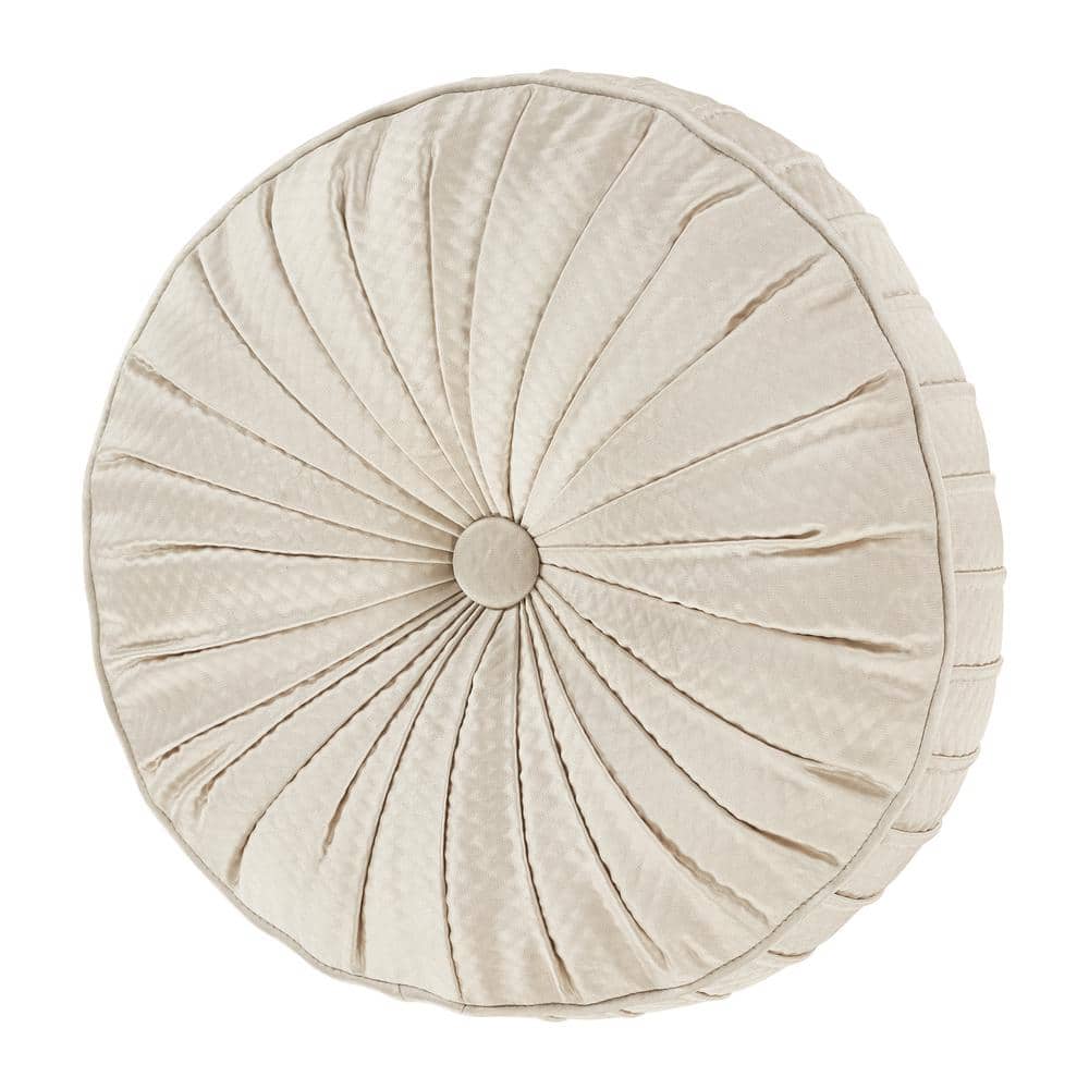 Valdez Alabaster Polyester Solid Tufted Round Decorative Throw Pillow 15 in