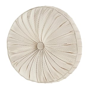 Valdez Alabaster Polyester Solid Tufted Round Decorative Throw Pillow 15 in. L x 15 in. W