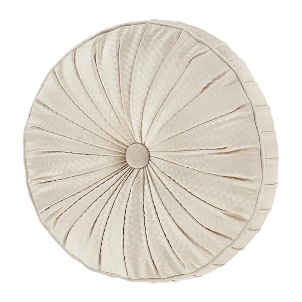 Unbranded Valdez Alabaster Polyester Solid Tufted Round Decorative Throw Pillow 15 in. L x 15 in. W