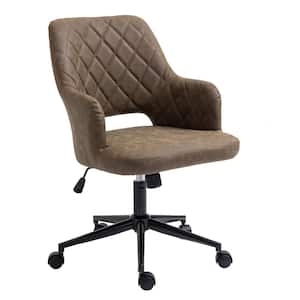 Home Office Mocha Faux Leather Home Office Chair with Arms