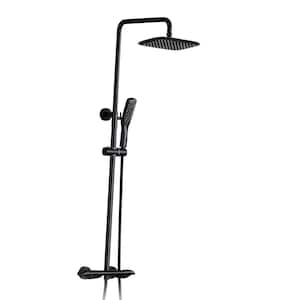 2-Spray Thermostatic Rainfall Wall Bar Shower Set with Shower Head and Handheld Shower Faucet in Matte Black
