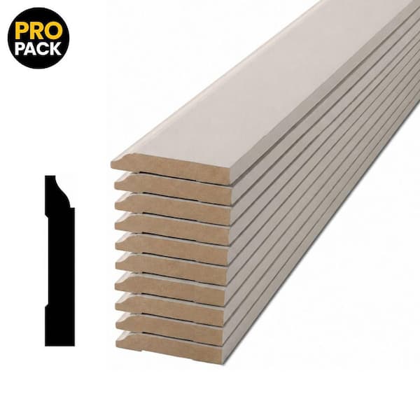 Pro Pack L623 1/2 in. x 3-1/4 in. x 144 in. Primed MDF Baseboard Moulding (10-Pack - 120 Total Linear Feet) 10001355C