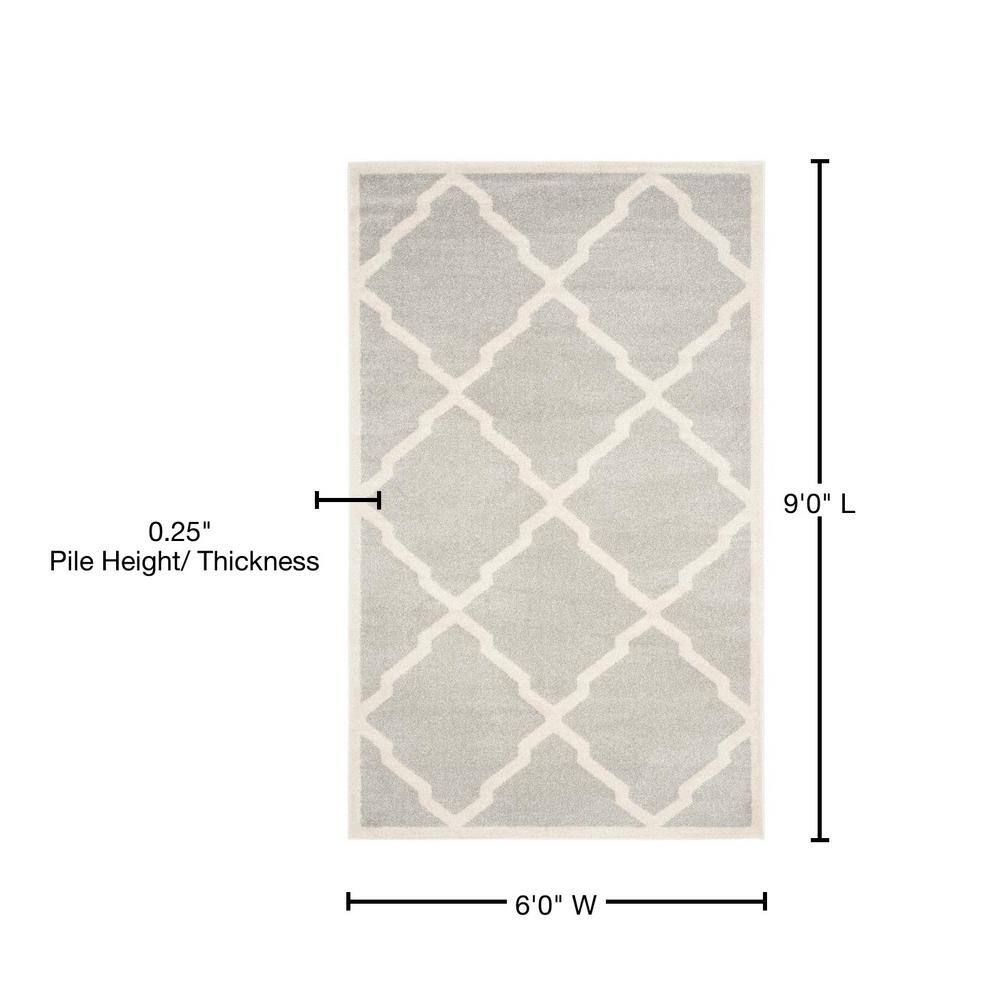 Gray and Beige Rectangular Hand-knotted Synthetic Area Rug 6' x 9'