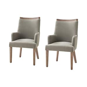 Borchard Grey Farmhouse Solid Wood Upholstered Dining Chair Set of 2