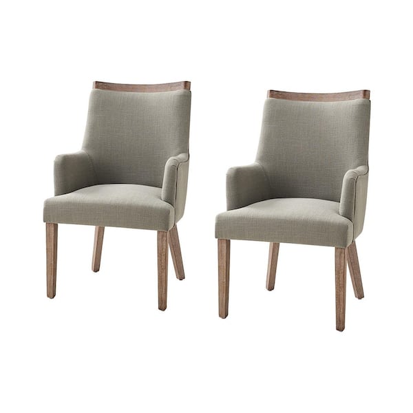 JAYDEN CREATION Borchard Grey Farmhouse Solid Wood Upholstered Dining Chair Set of 2