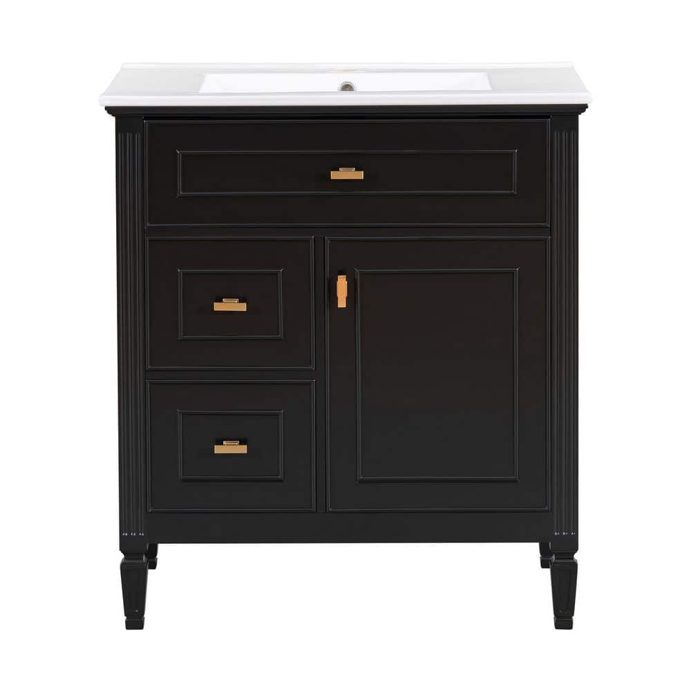 30 in. Freestanding Black Bath Vanity with White Ceramic Top price history on PriceWatchPro