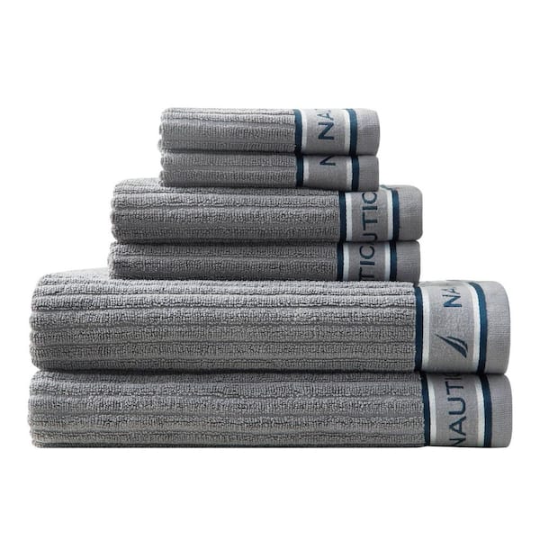 Nautica Signature 6-Piece Gray Cotton Towel Set