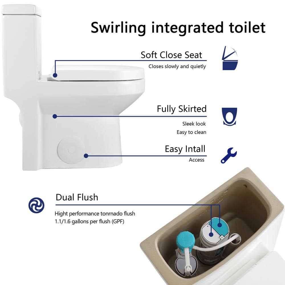 Liberty White Compact One-Piece Dual Flush Toilet