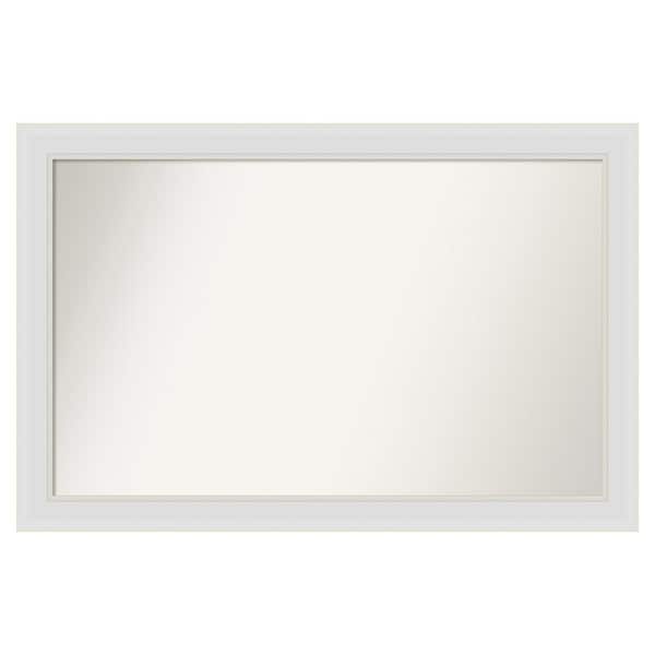 Amanti Art Flair Soft White Narrow 38 in. x 25 in. Custom Non-Beveled Satin Recyled Polystyrene Bathroom Vanity Wall Mirror