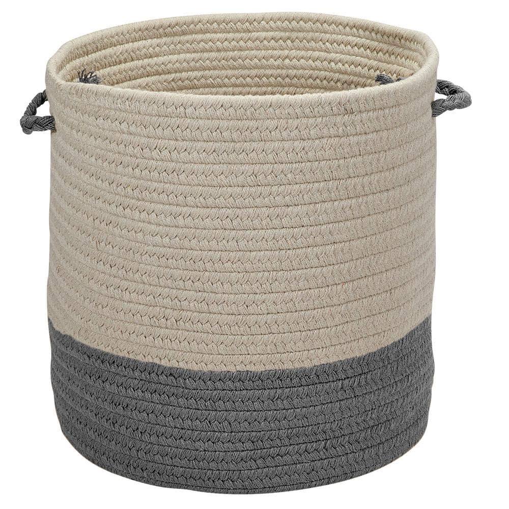 Sunbrella Caroline Round Indoor/Outdoor Basket Granite 11 in. x 11 in. x 7 