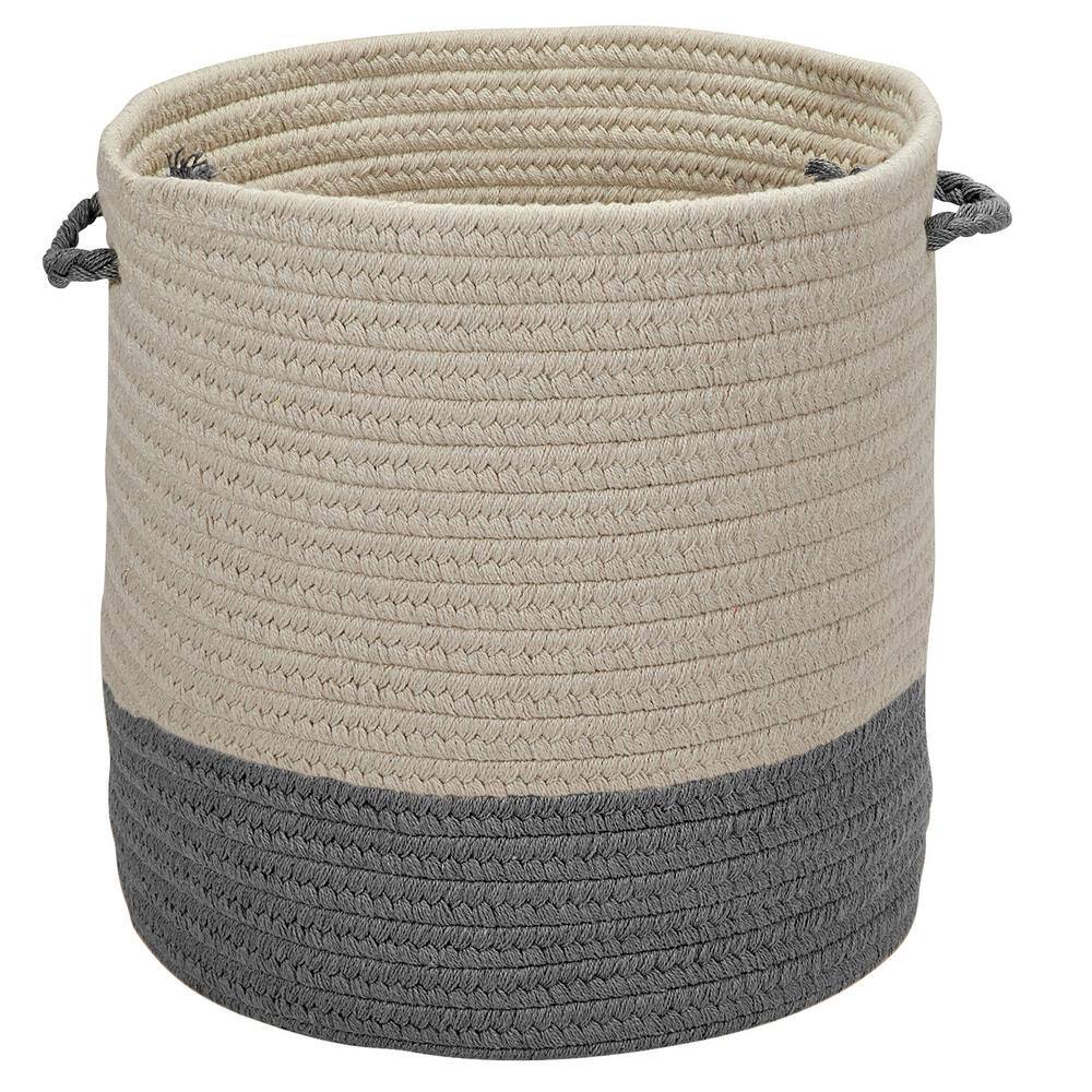 Sunbrella Caroline Round Indoor/Outdoor Basket Granite 13 in. x 13 in. x 11