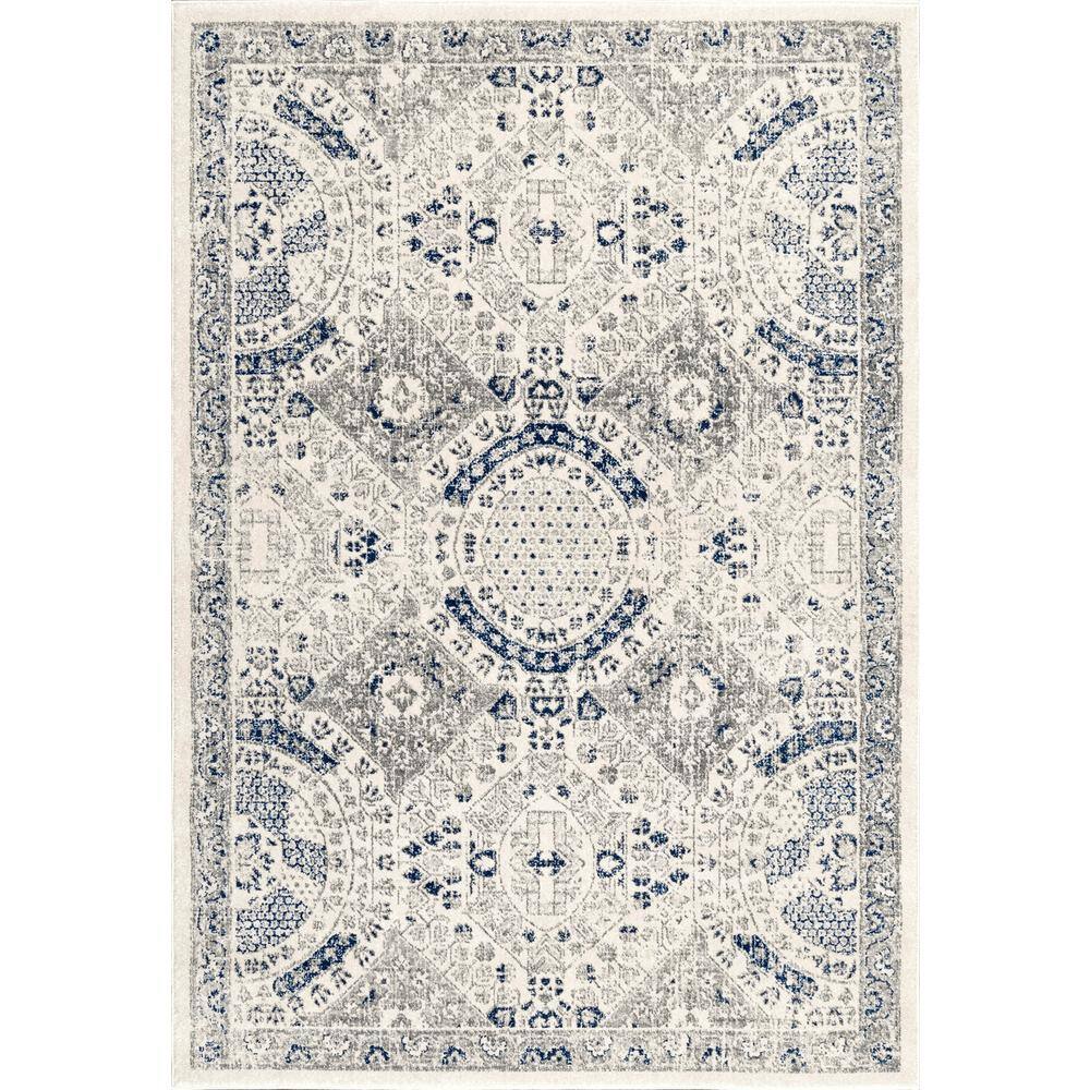 Minta Blue and Off-White 8' x 10' Vintage Area Rug