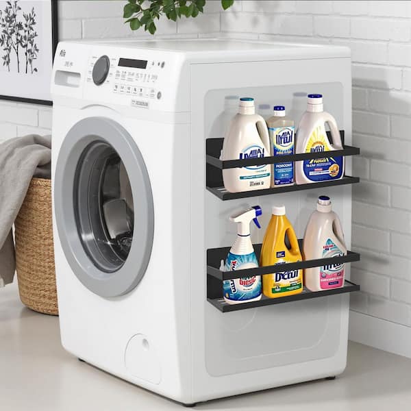 4-Pack Black Cut Out Magnetic Spice Rack for Refrigerator Magnetic Shelves Storage Seasoning Organizer for Fridge