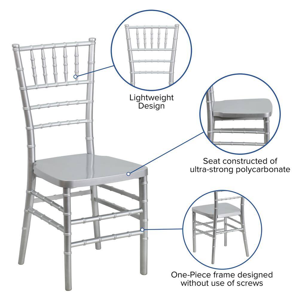 Elegant Silver Resin Chiavari Stackable Event Chair