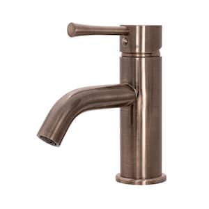 Single-Hole Single-Handle Solid Brass Bathroom Faucet with Supply Lines in Antique Copper