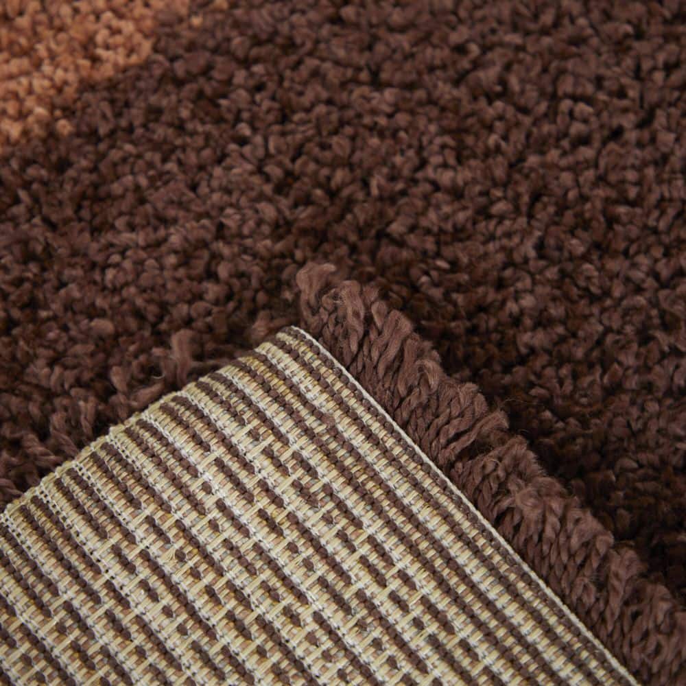 Burnt Orange Geometric Shag Synthetic Area Rug 4' x 6'