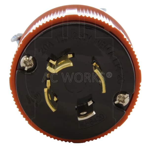 AC WORKS NEMA L14-20P 20A 125/250V 4-Prong Locking Male Plug With
