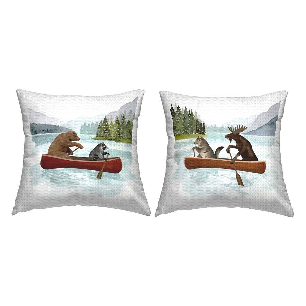 Woodland Animals Canoeing Multi-Color Square Outdoor Throw Pillow 2-Pack price history on PriceWatchPro