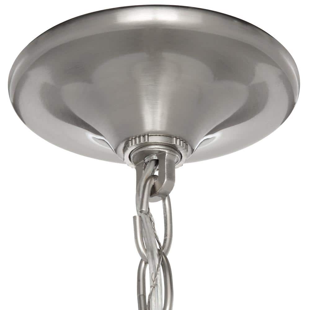 Brushed Nickel 3-Light Pendant with Off-White Linen Shade